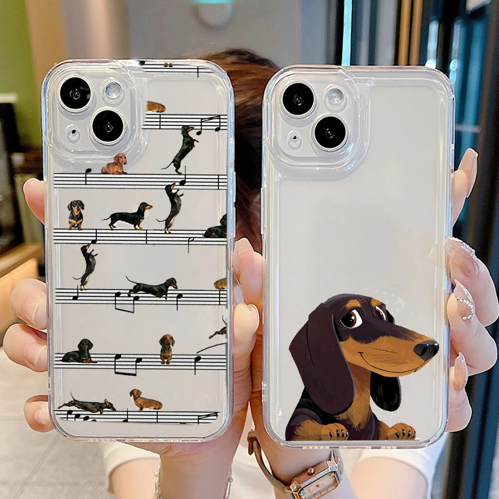 Cute Dachshund Bulldog Phone Case for iPhone 16 11 12 13 14 15 Pro Max Mini SE 7 8 Plus Animal Cover Cartoons Dog Fundas Coque