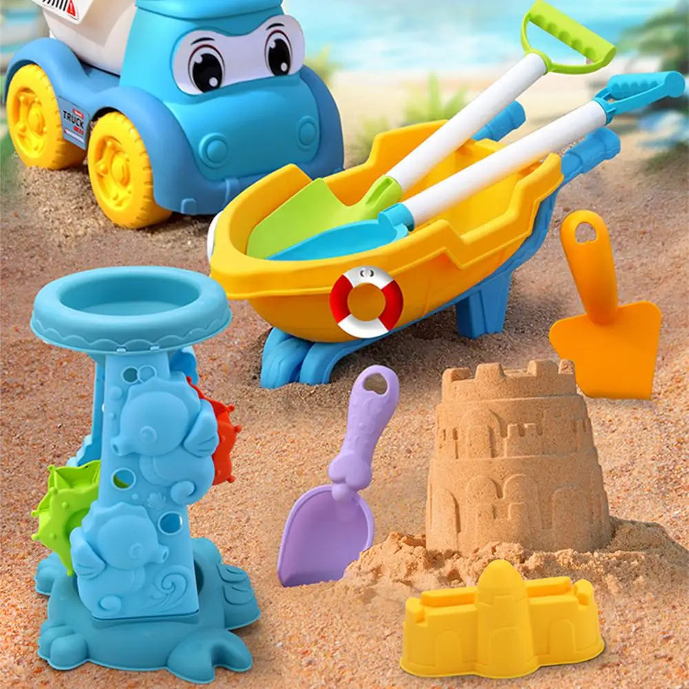 Kids Beach Toy Set Baby Sand & Water Play Kit with Bucket Shovel Rake Watering Can Summer Outdoor Sandbox Tools