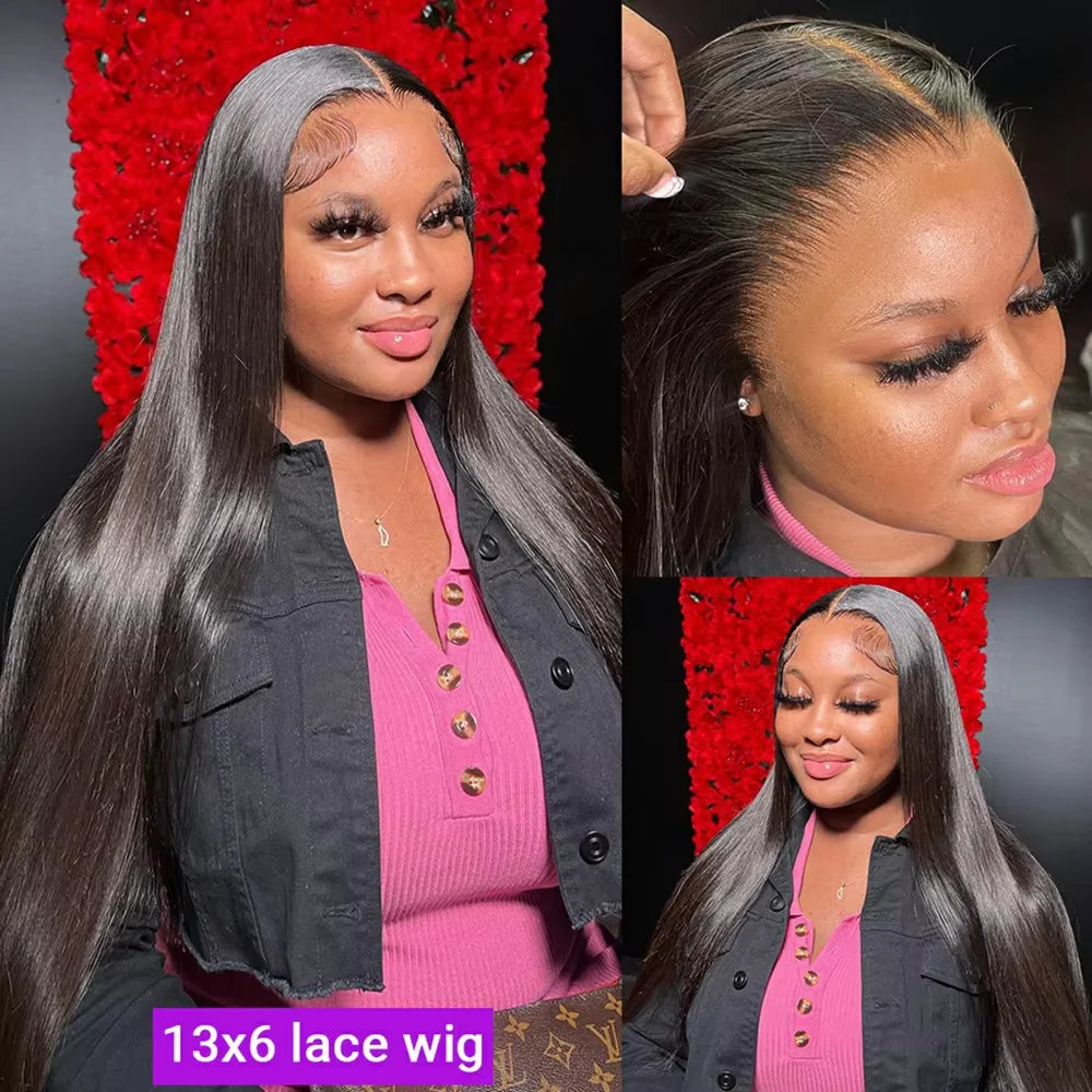 250% Brazilian Straight Human Hair Wigs 13x4 13x6 HD Transparent Lace Front Wigs Pre Plucked Baby Hair Natural Hairline Wigs For Black Women