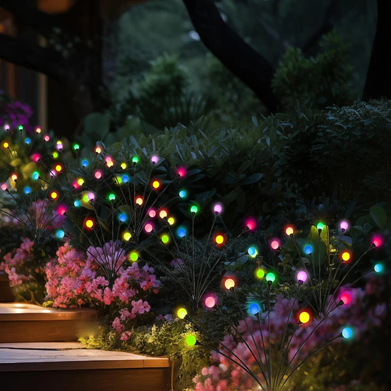 LED Solar Garden Lights Outdoor Firefly Lights Sway By Wind Waterproof for Garden Patio Pathway Fairy Decoration