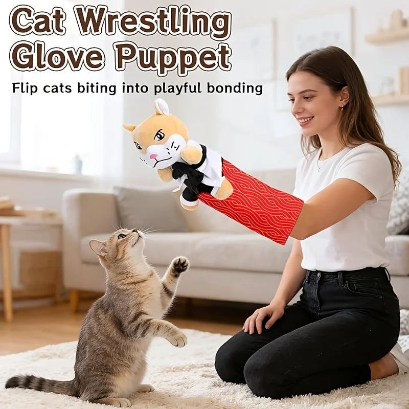 Red Color Cat Play Gloves With Protective Pads – Interactive Training Toy