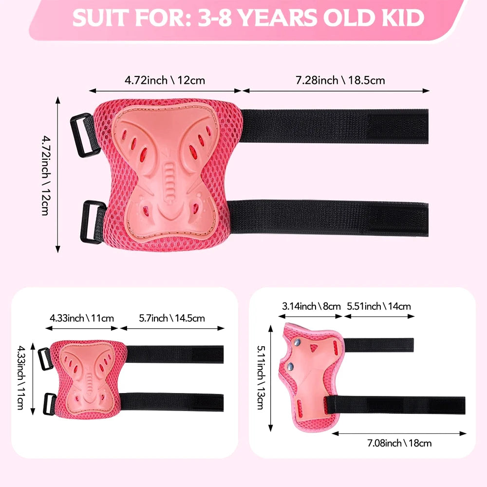 Kids Knee Pads and Elbow Pads Set with Wrist Guard 3 in 1 Kids Protective Gear Set for 3-10 Years for Skateboarding, Skiing, Cyc