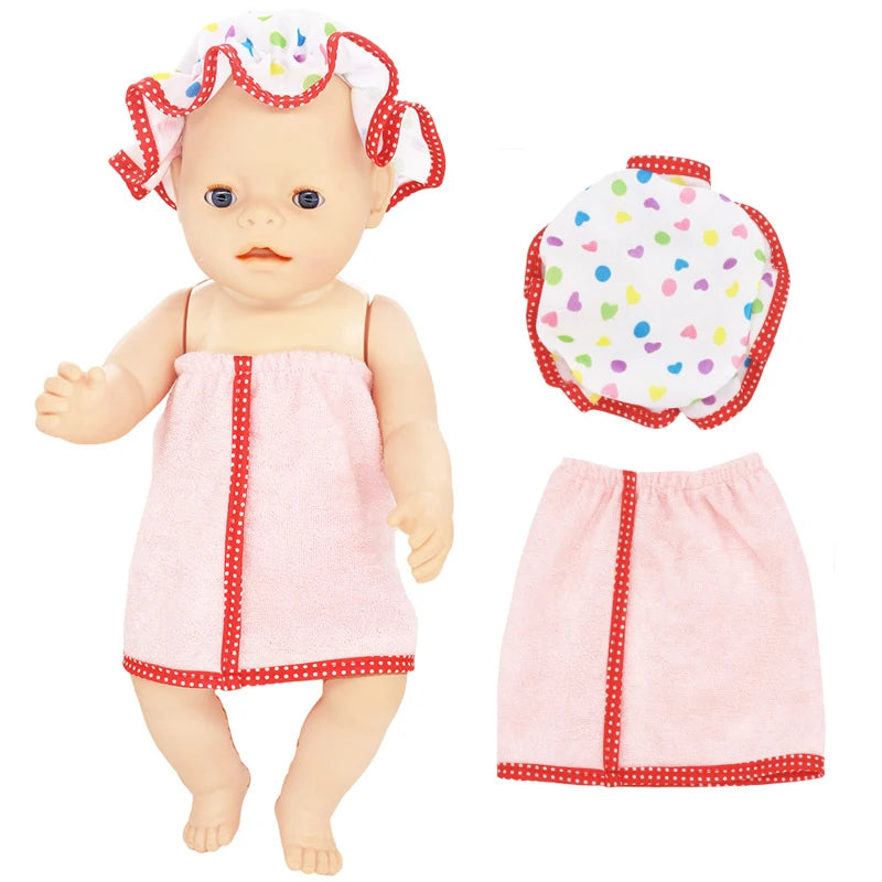 18 Inch Baby Doll Winter Clothes Set Crochet Sweater Scarf Hat Gloves New Year Apparel for 43 Cm Girl Dolls