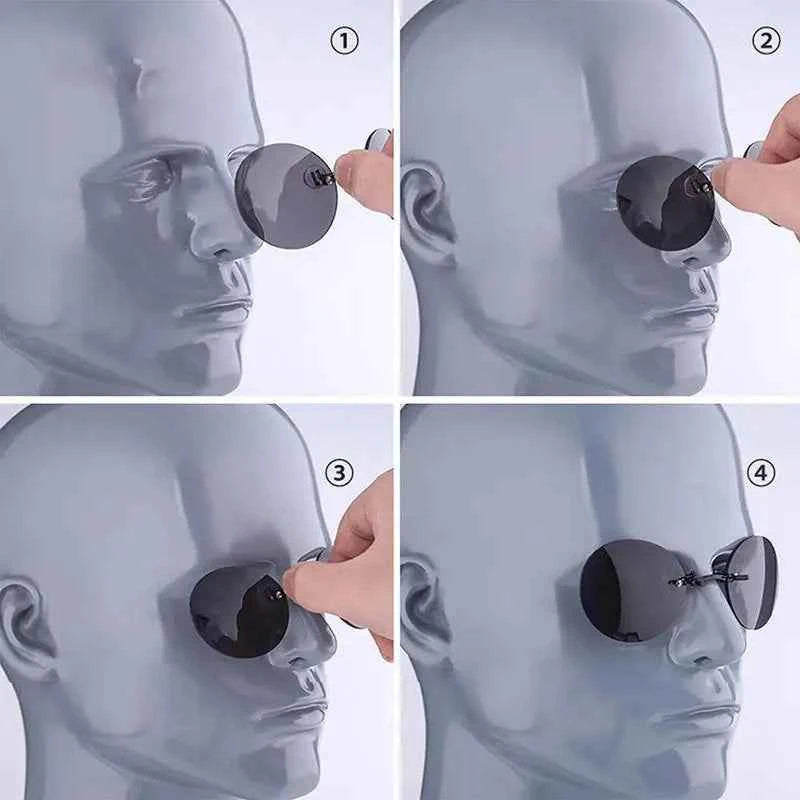 Sunglasses Mini Frameless Vintage Men Eyeglasses1/2pcs Clip On Nose Glasses Round Rimless Frameless Vintage Men Eyeglasses