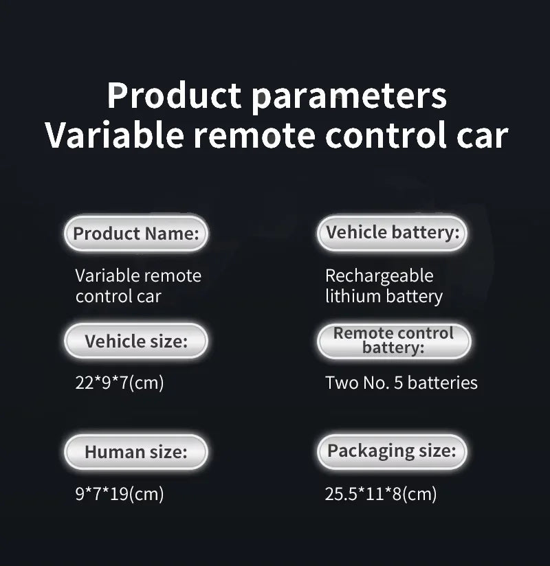 2.4GHz Cyber Pickup Remote Control Robot Car Toy One Click Transformation with LED Light 360° Rotation Drift Mode Children's Gi
