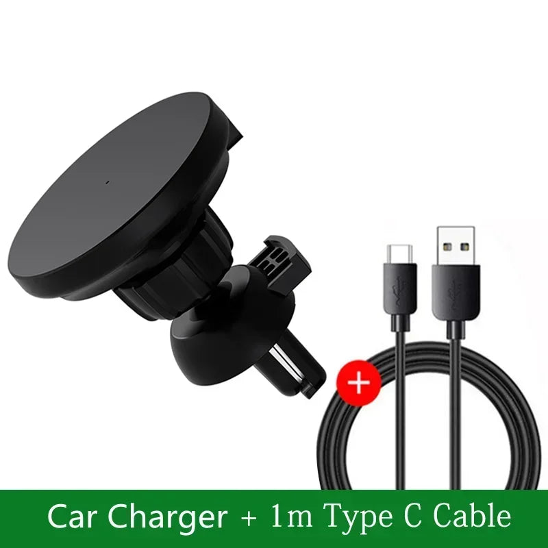 30W Magnetic Car Mobile Phone Holder Stand Wireless Charger For iPhone 15 14 13 12 Pro Max Mini Air Vent Fast Car Charging Stand
