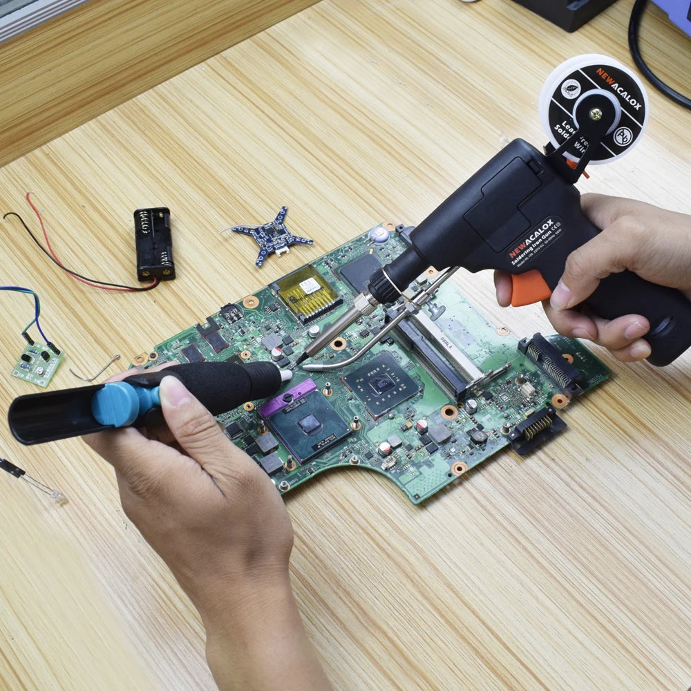 NEWACALOX Soldering Iron Kit Industrial Automatic Solder Feeding with Temp Adjust, 60W Soldering Gun with 50g Soldering Wires