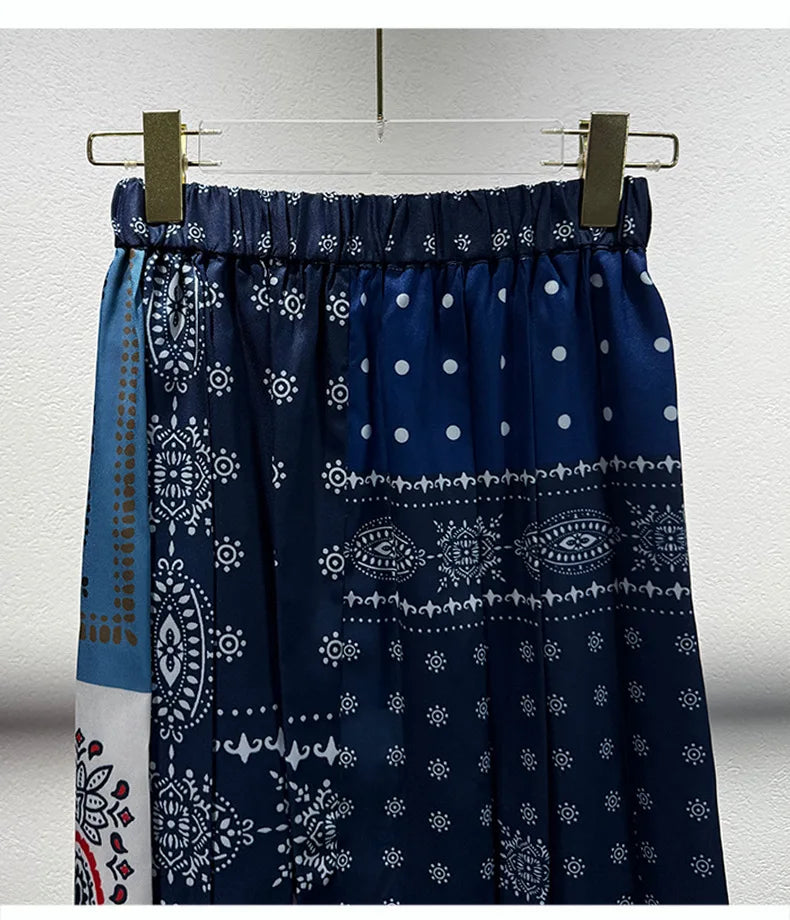 2025 Early Autumn New Design Limited Edition Color-Plaid Retro Print A-line Long Dress Loose Half-Length Skirt Women