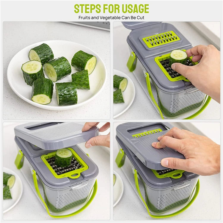 LMETJMA New 22 in 1 Vegetable Chopper Dicer Onion Chopper with 13 Blades and Container Veggie Mandoline for Potato Tomato KC0458