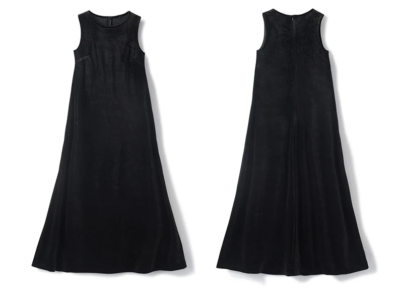 2024 AW Mail's Sister Matching Clothing Women Sleeveless Long Velvet Dress Ladys Knitted Pullover Female Top