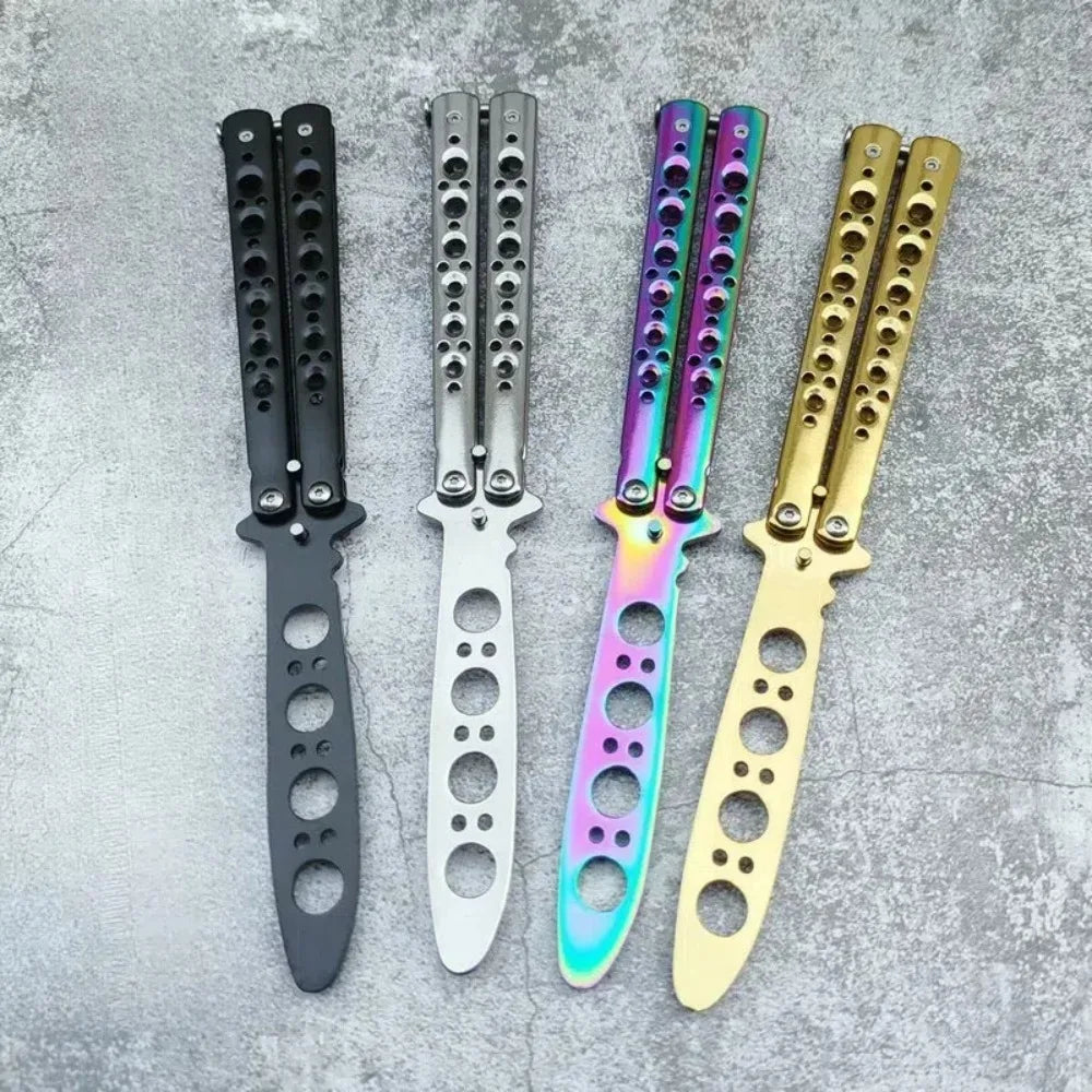 Foldable Butterfly Knife Trainer Portable Cosplay Accessories Training Tool Stainless Steel Practice Knifes for Outdoor Games