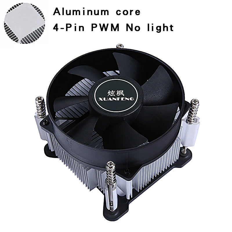 PC Efficient Copper Core/Aluminum Core Processor Cooler Cpu Fan Mute 3pin4pin PWM Air-cooled Install LGA1150 1151 1155 1156 1200