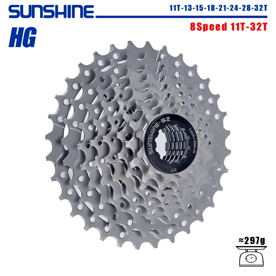 SUNSHINE Bicycle Cassette 8/9/10/11/12Speed Freewheel HG Structure Sprocket 32/36T/40T/42T/46T/50T/52T Flywheel For SHIMANO/SRAM