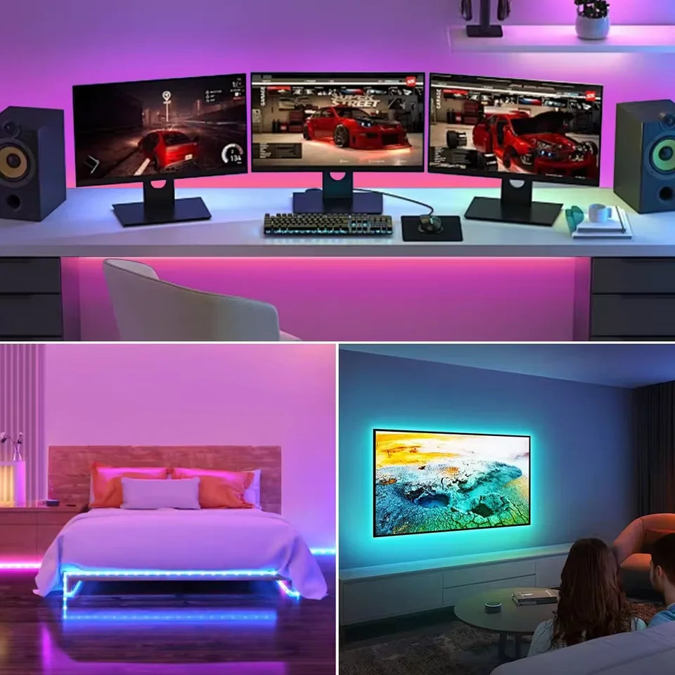 RGB Led Strip Lights 5m 10m 20m 30m Led Room Light with APP Control Flexible Ribbon Luces Led Tape for Room Bedroom Decoration