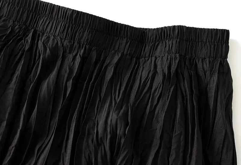 Light Luxury Irregular Slimming Pleated  A-line Skirt for Women High Waist Solid Color Loose Fashion Skirts Casual  Spring New