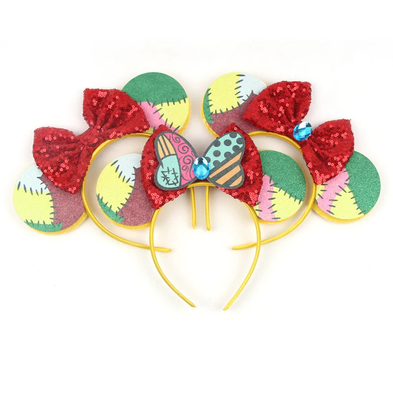 2025 New Style Mickey Minnie Ear Headband Sequin Bows Girl Adult Kids Halloween Party Cosplay Hair Accessories Princess Hairband