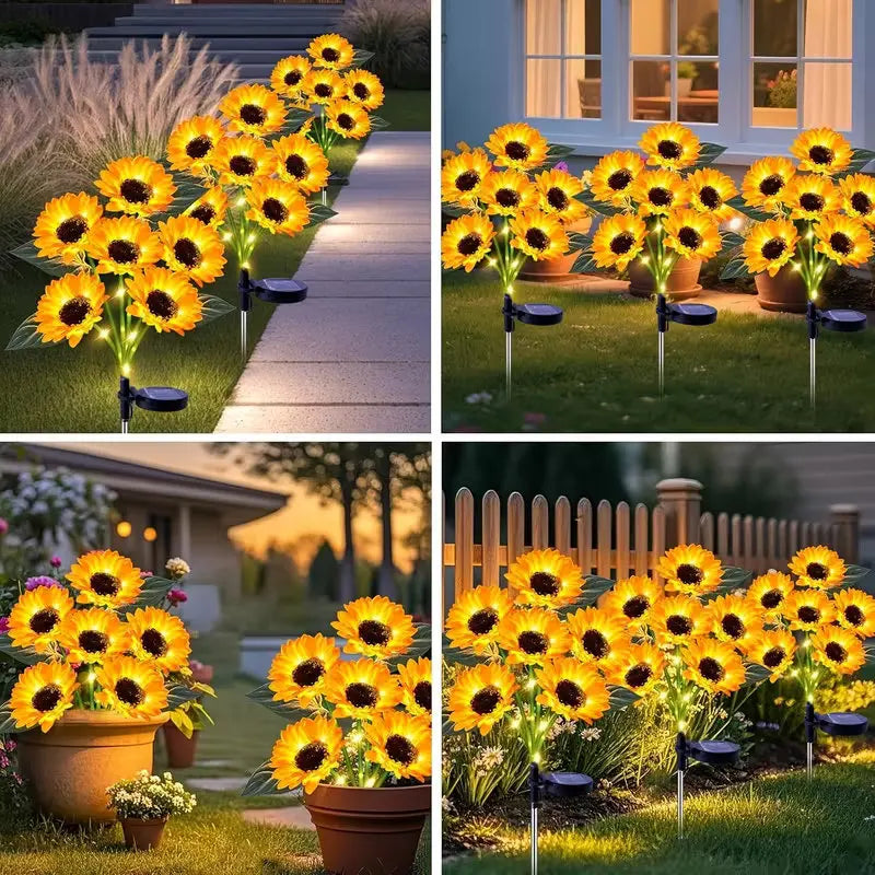 Solar Garden Lights Outdoor Sunflowers Garden Decor Lawn Lamp Waterproof Outdoor Decorations for Landscape Ard Patio Fence
