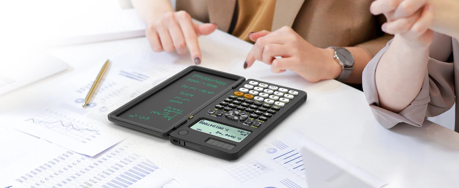 Scientific Calculators for Students 991ES Office Calculators Desktop 4-Line Display Calculator with Erasable LCD Writing Tablet