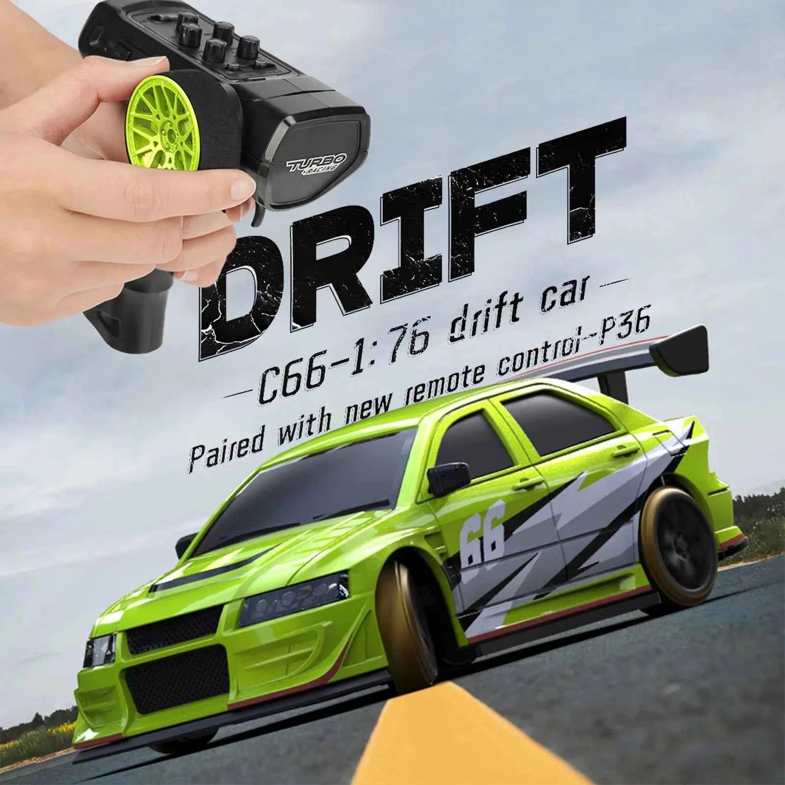 Turbo Racing 1:76 C66 Drift RC Car with Gyro 2.4G 5CH Radio Full Proportional Remote Control RTR Desktop Toys For Christmas Gift