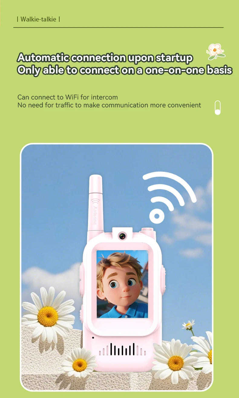 Kids Video Walkie Talkie Toys  With HD Camera And 2 Inch Screen Wireless Intercom Toy For Camping Travel Birthday Gifts Outdoor