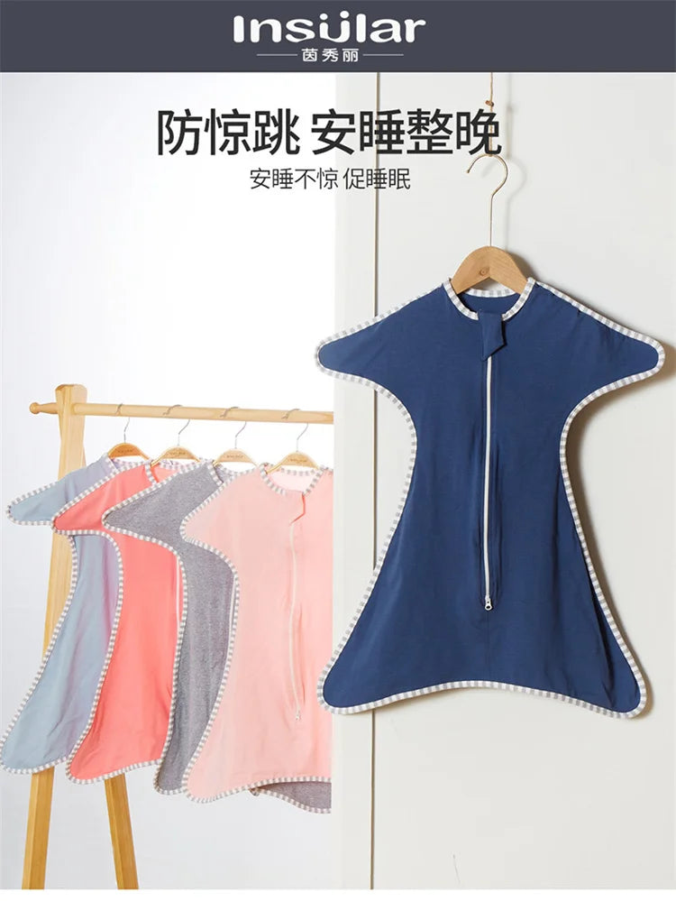 Insular Newborn Baby Girl Boy Anti-Startle Sleeping Bag Cotton Baby Wrap Receiving Swaddling Blanket Infant Sleepsacks