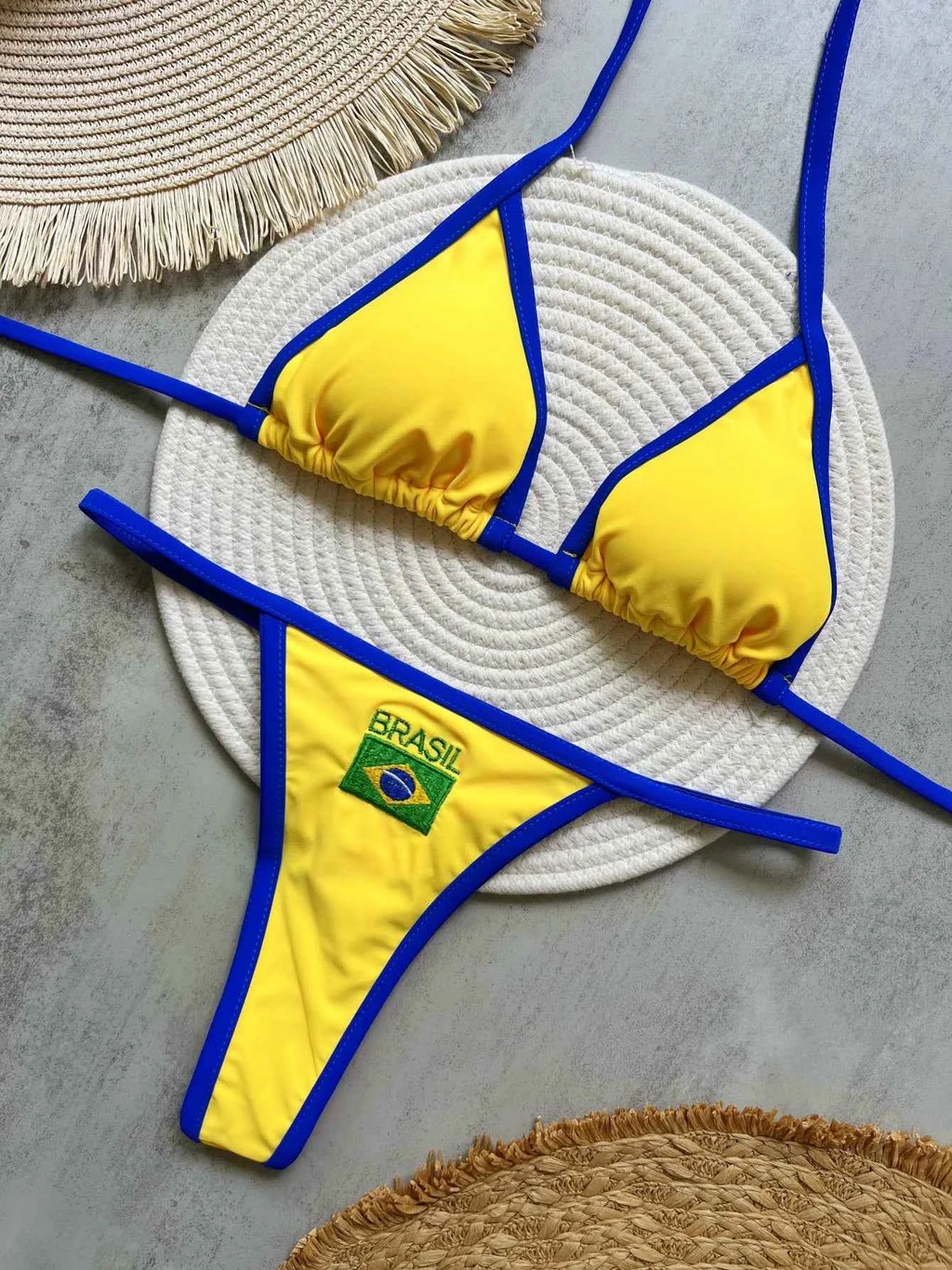 Brazilian Swimsuit Women's Sexy 2 Pieces Mini Bikini Set Triangle Halter Backless Thong Beach Bathing Suit Summer 2025 New Style