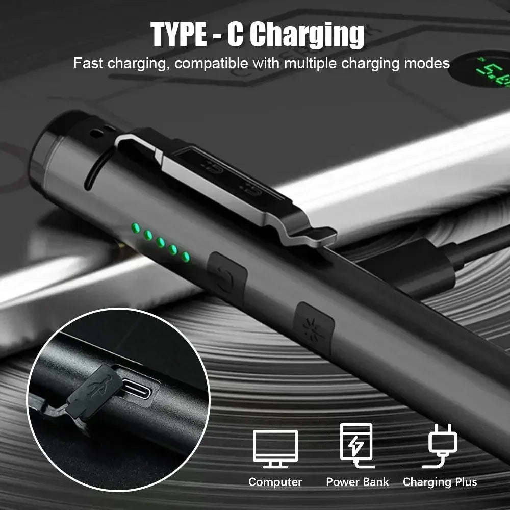 Mini USB Rechargeable LED Flashlights Portable Pocket Pen Clip light for Work Emergency Outdoors Waterproof Lantern with Magnet