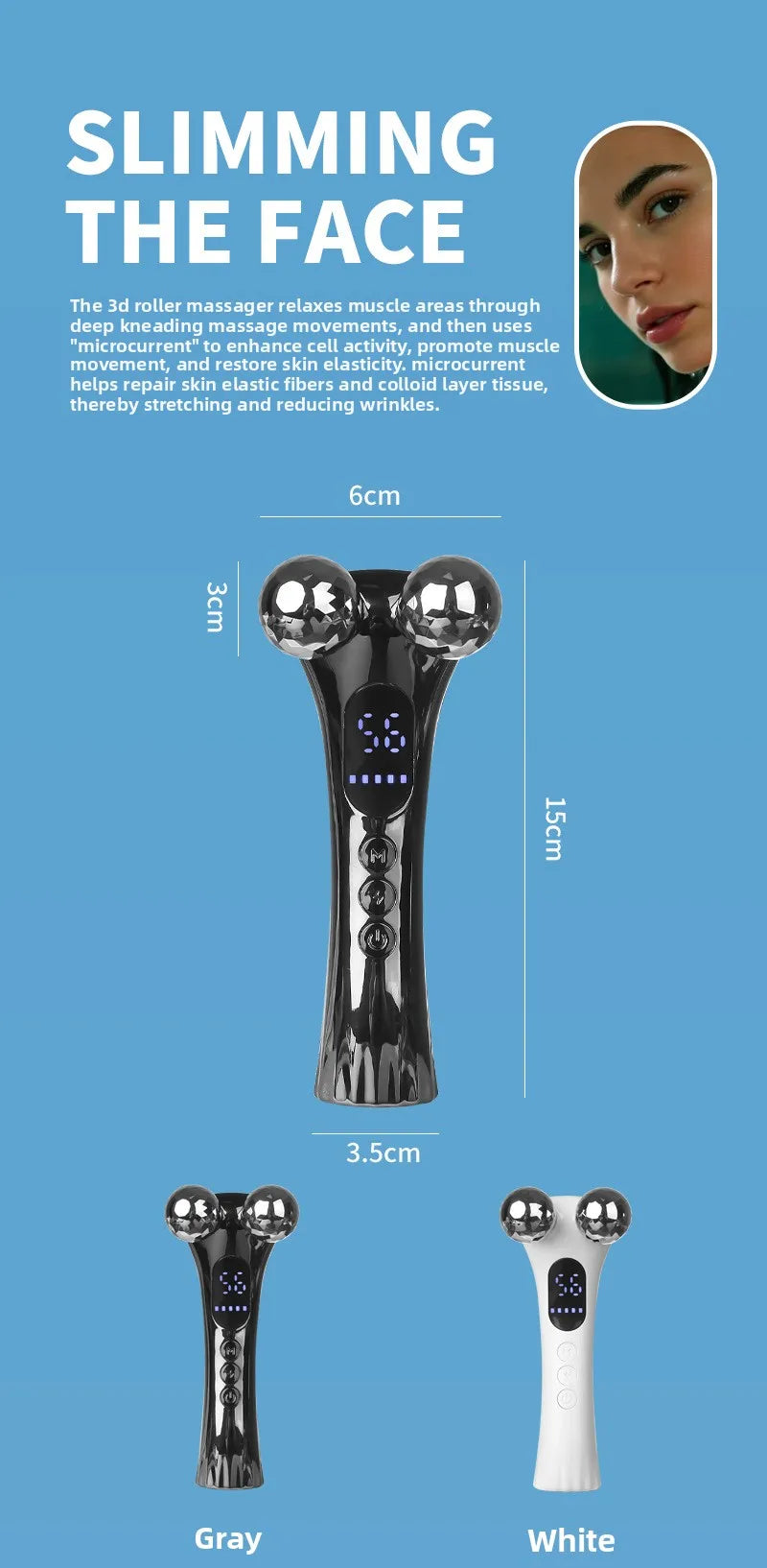4D Roller Massage Tool Microcurrent Massager Three-dimensional Shaping Facial Neck Skin Beauty Device Handheld Electric  Adults