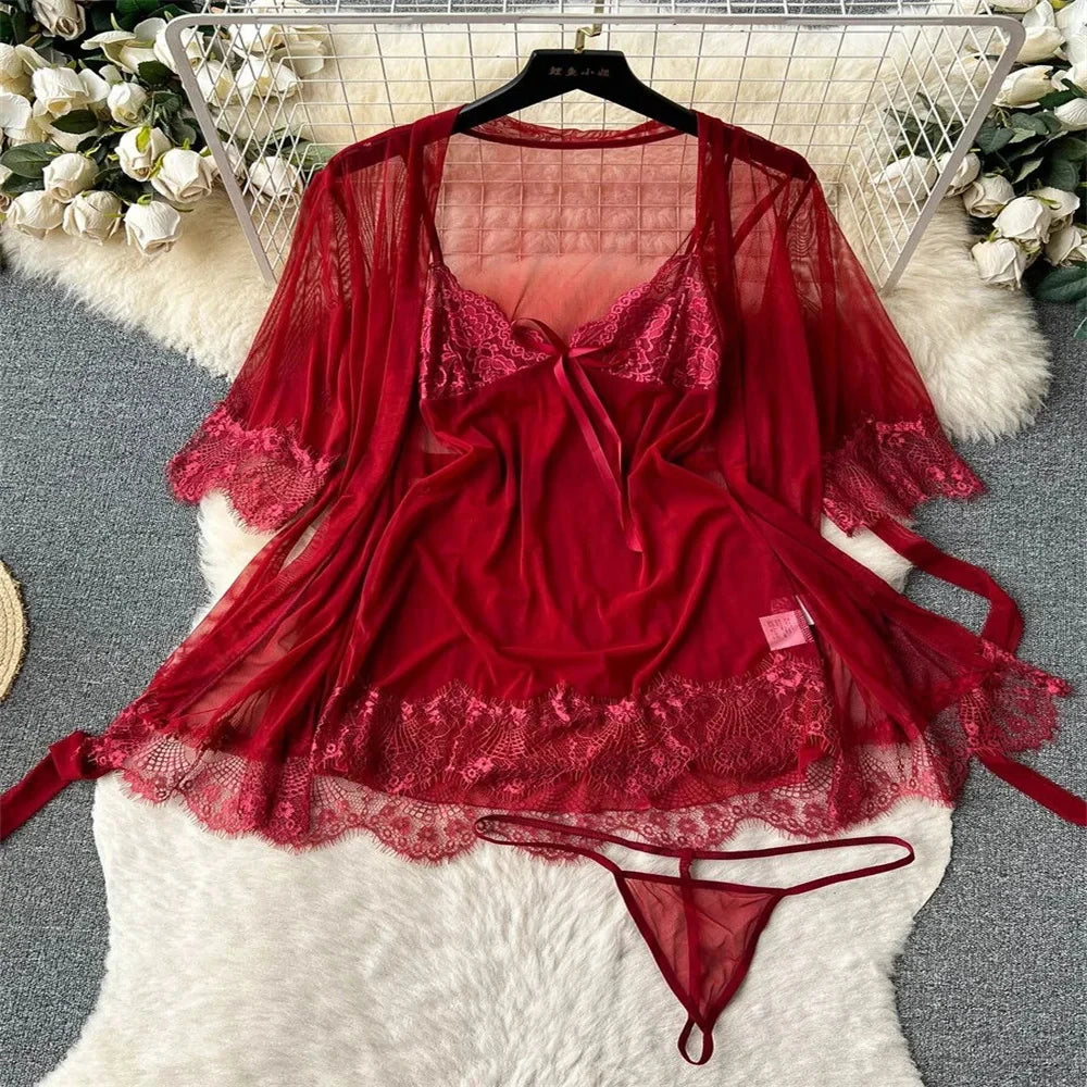 Summer Girls Sexy Hot Sweet Transparent Suspender Mini Dress Women Elastic Waist And Backless Strap Lolita Pajamas Bubble Skirt