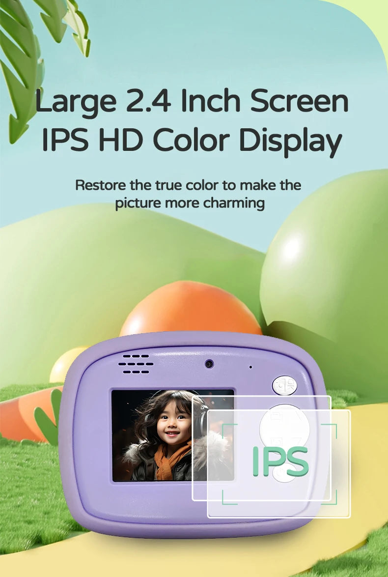Kids Camera Instant Print 1080P HD Toddler Digital Video Camera 2.4-Inch Toy for Girls Boys Age 3-12 Christmas Birthday Gift