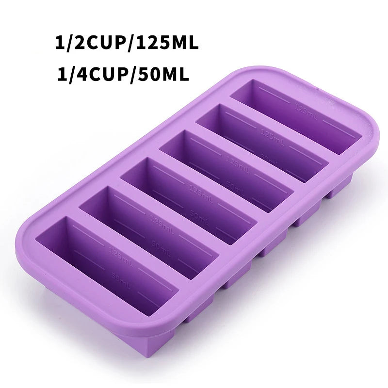 1PC 2/4/6Grid Silicone Freezer Mold with Lid Refrigerated Food Storage Box Food Box Ice Tray Mold Ice Box Fresh-keeping Box