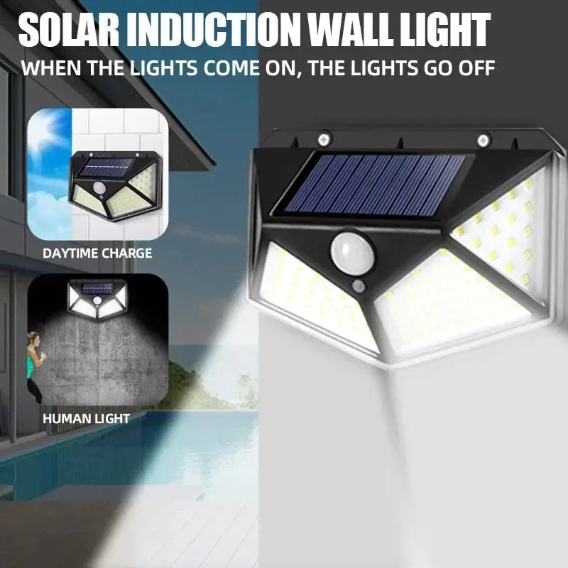 100 LED Solar Powered Outdoor Decorative Wall Light with Motion Sensor and Ip65 Waterproof for Garden Railings and Gazebos