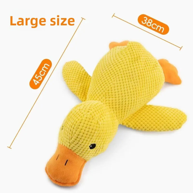 Bisque Color Plush Duck Dog Toy – Squeaky, Bite-Resistant Chew Play