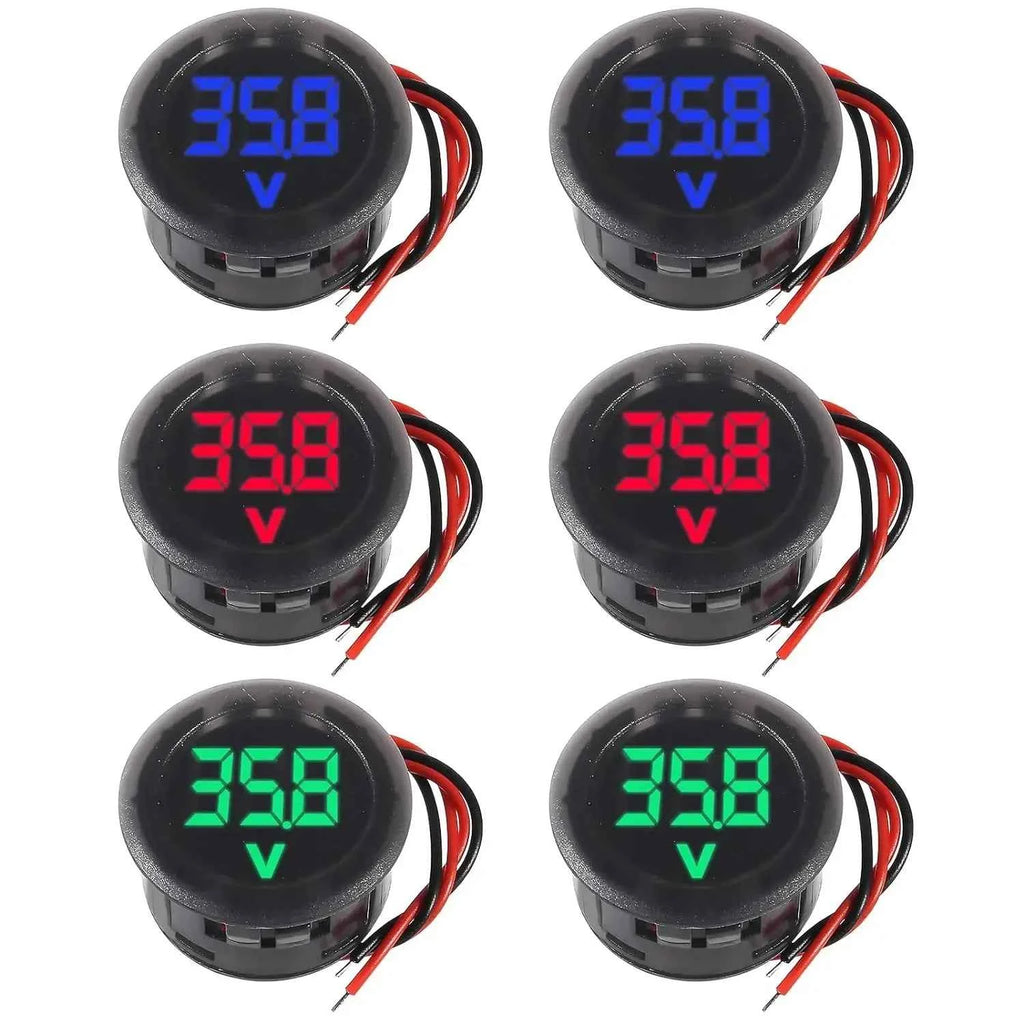 2/4pcs DC 4-100V Car Voltage Gauge LED Digital Display 12V 24V Waterproof Voltmeter Round Voltage Meter Volt Detector Tester