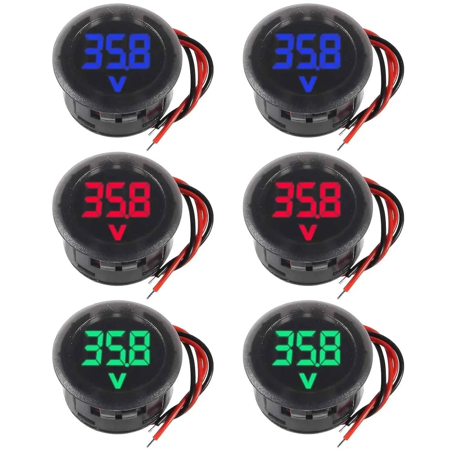 2/4pcs DC 4-100V Car Voltage Gauge LED Digital Display 12V 24V Waterproof Voltmeter Round Voltage Meter Volt Detector Tester