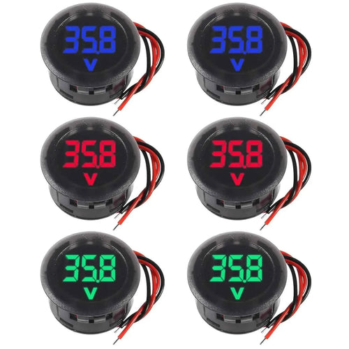 2/4pcs DC 4-100V Car Voltage Gauge LED Digital Display 12V 24V Waterproof Voltmeter Round Voltage Meter Volt Detector Tester