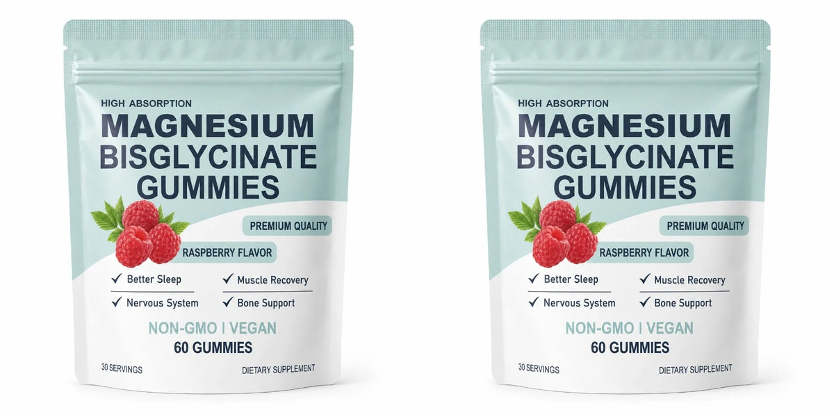 2 bags Package Magnesium Bisglycinate Gummies Raspberry Flavor 60 Count