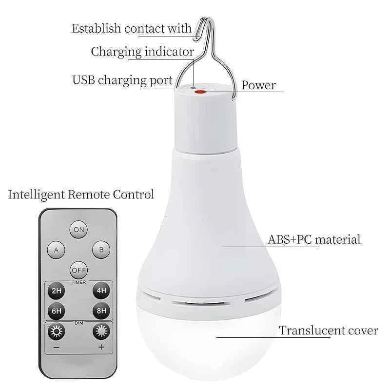 Solar Lights Waterproof USB Charged Hanging Emergency Sunlights Powered Lamps Outdoor Indoor House LED Solar Lamp Bulb Lights