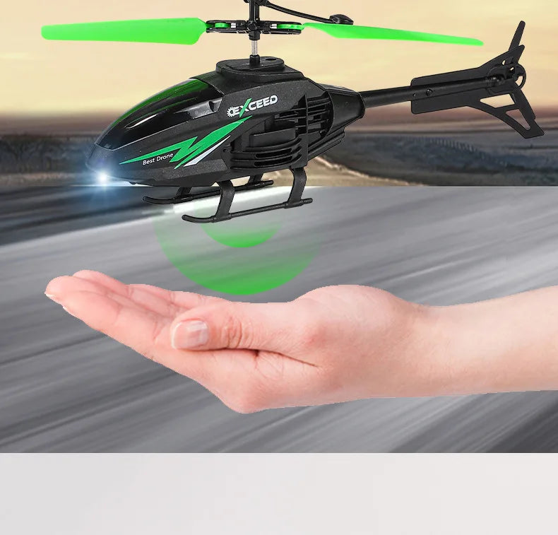 RC Helicopter 2CH Induction Remote Control Floating Airplane Gesture Control Aircraft Suspension Quadcopter with LED Kid Gift