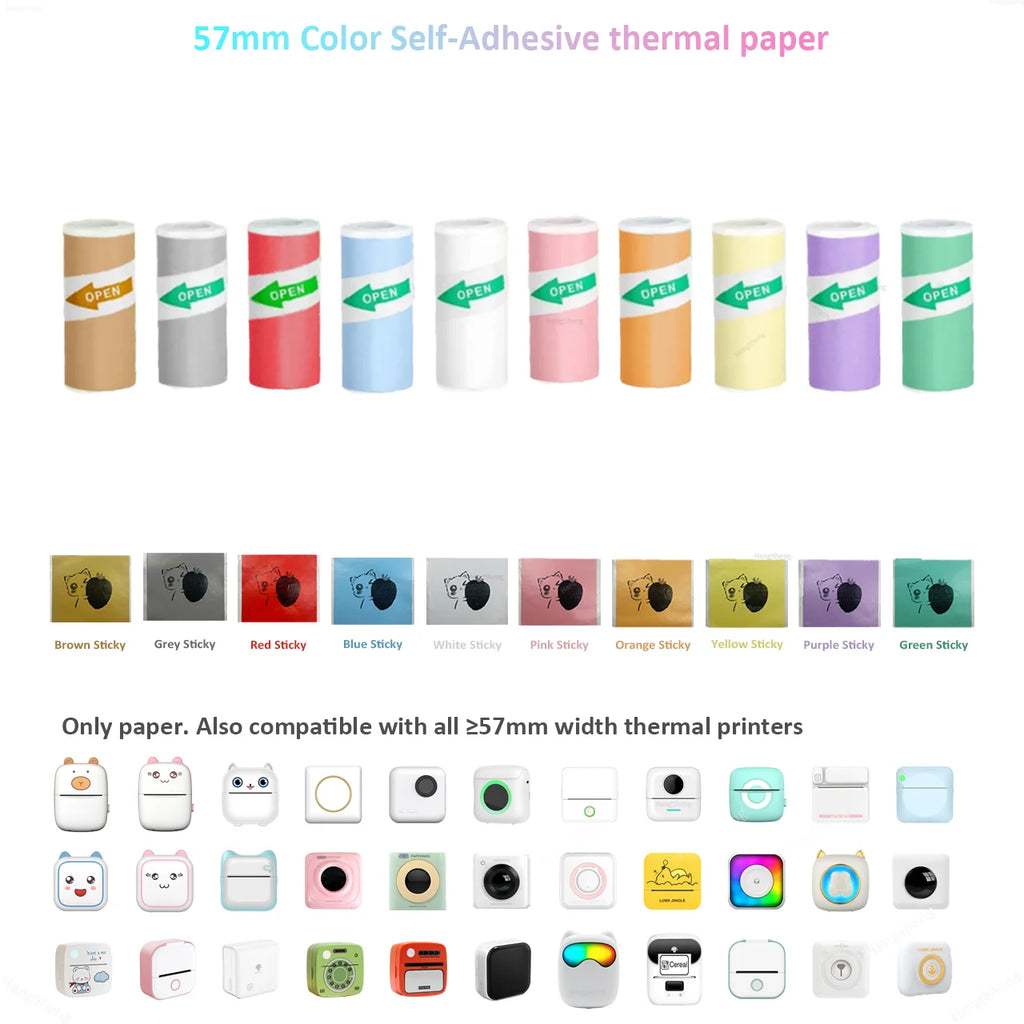 Thermal Portable Printer Mini Pocket Print Photo Thermal Label Printers With 57mm Printing Wireless BT Android And iOS Printers
