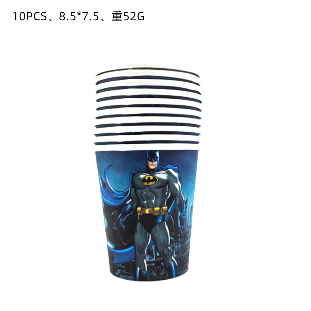 Party Tableware The Dark Hero Cartoon Boys Balloons Birthday Party Decoration Plate Cup Napkins Balloons Baby Shower Supplies