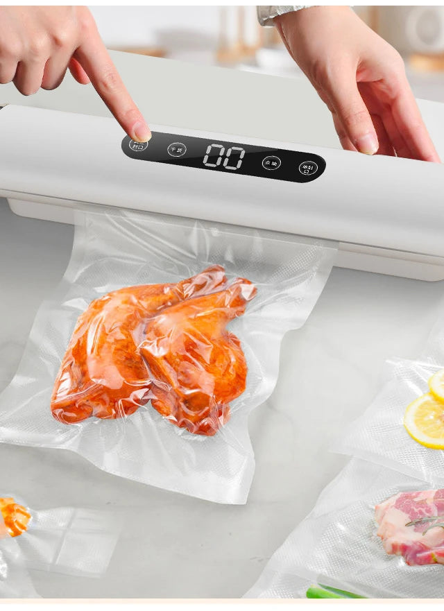 Electric Vacuum packaging machine Food Storage Seal Touch Button Dry/Wet Built-in Cutter Kitchen Food Sealing Vacuum Sealer