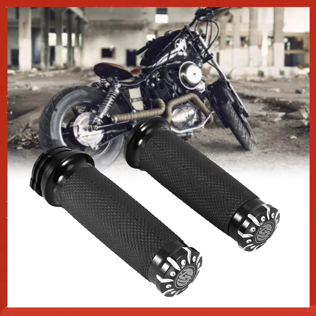 1in Motorcycle Handle Bar Hand Grips For Softail Cruiser Chopper Black US