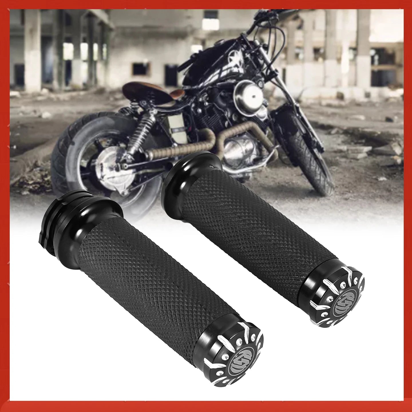 1in Motorcycle Handle Bar Hand Grips For Softail Cruiser Chopper Black US