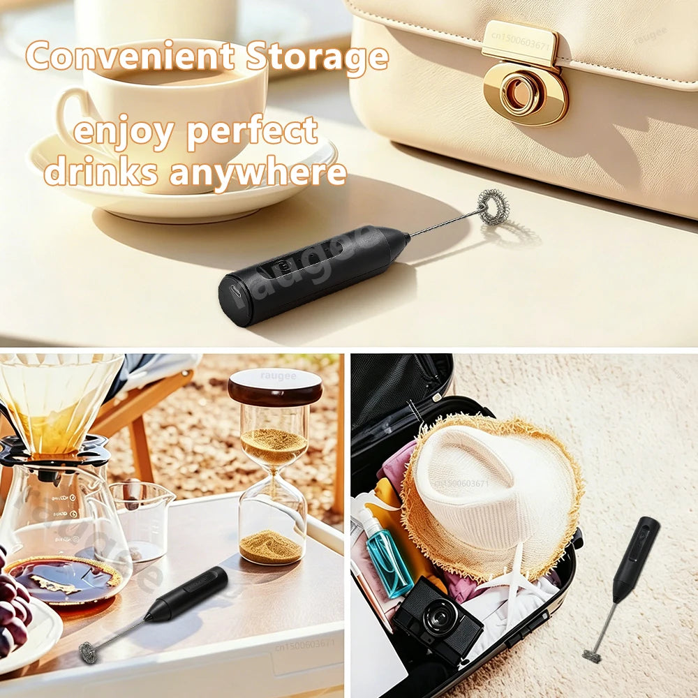Wireless Milk Frother Mini Electric Handheld Foam Maker USB Rechargeable 3 Speeds Coffee Milk Mixer Electric Egg Beater