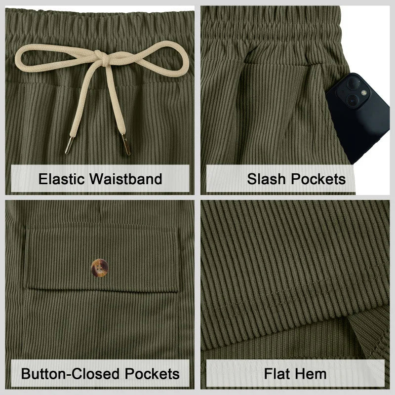 American Men's Heavy Loose Four Seasons Hip Hop Casual Sports Running Corduroy Tooling Shorts