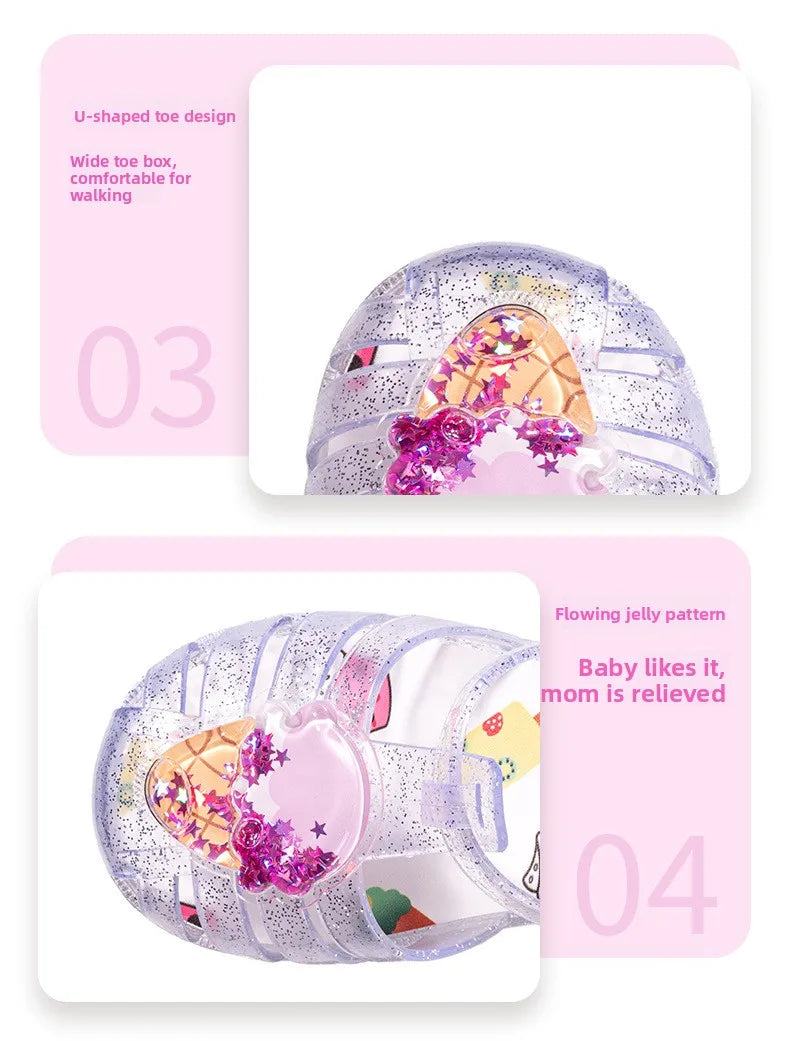 2026 Children's Transparent Crystal Jelly Sandals Soft Non-Slip Sole Princess Roman Style for Summer Cute Kids Footwear