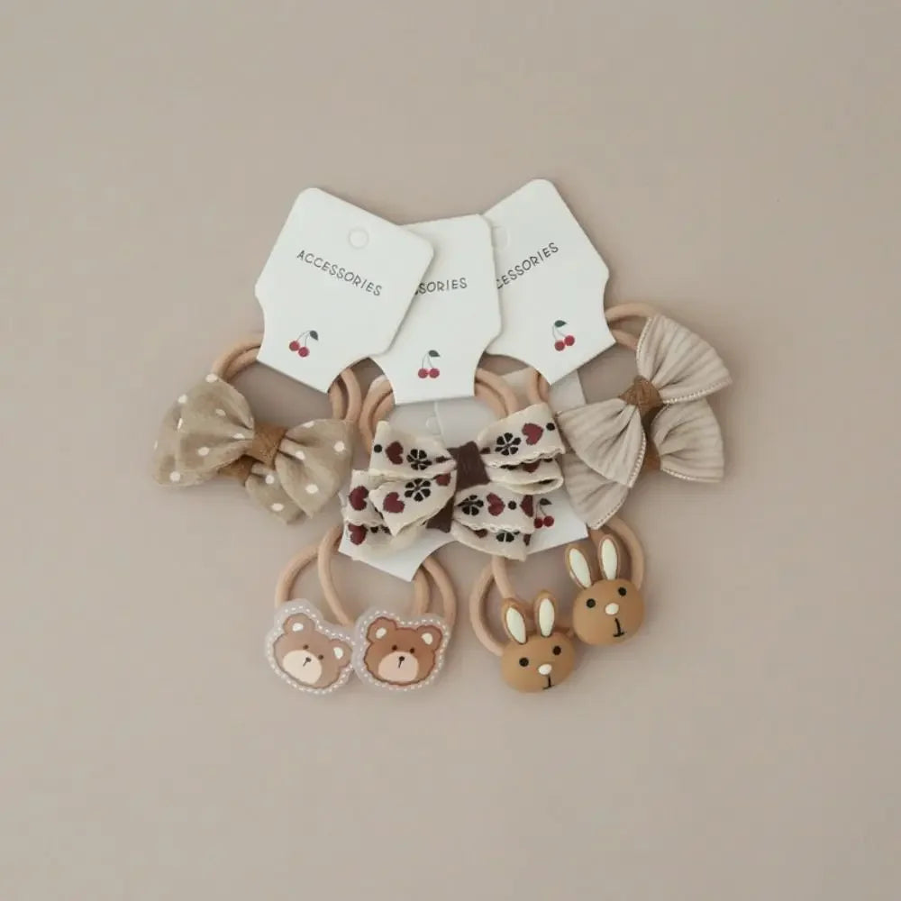 10Pcs Bow-Knot Hair Ties Bowknot Sweet Bows Flower Headdress Elastic Rubber Band Luxury Scrunchies Hair Rope Hair Accessories