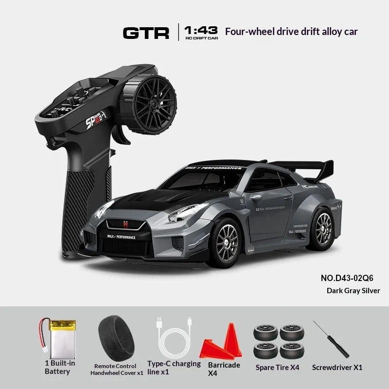 Mini Alloy RC Car 1:43 High-Speed Drifting Sports Car Boys Toy Four-Wheel Drive Simulation Race Car Remote Control Vehicle