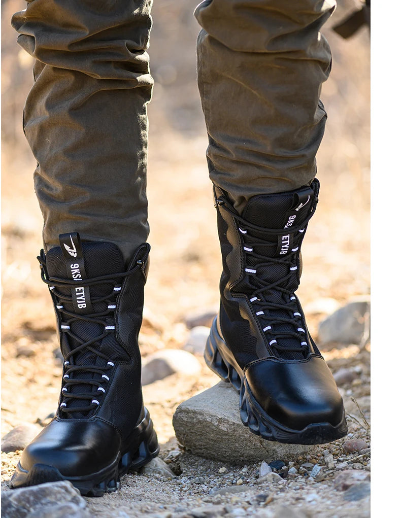 Fashion Work Boots Men Protective Shoes Safety Boots Steel Toe Shoes Outdoor Hiking Boots Light Tactical Boots Puncture-Proof